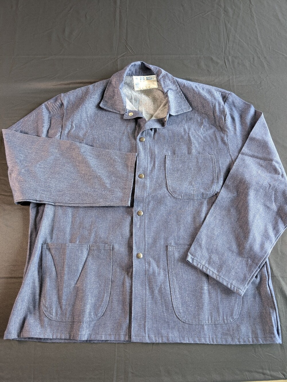 Vintage Big Bill French Chore Jacket Blue Denim Deadstock Size XL